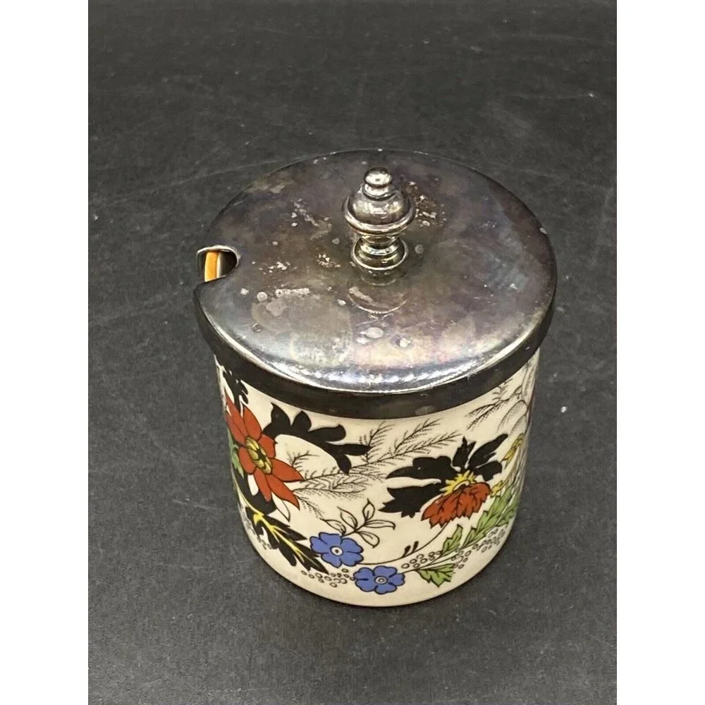 Pagoda Sandland Hanley Staffordshire Lidded Jam England No Spoon